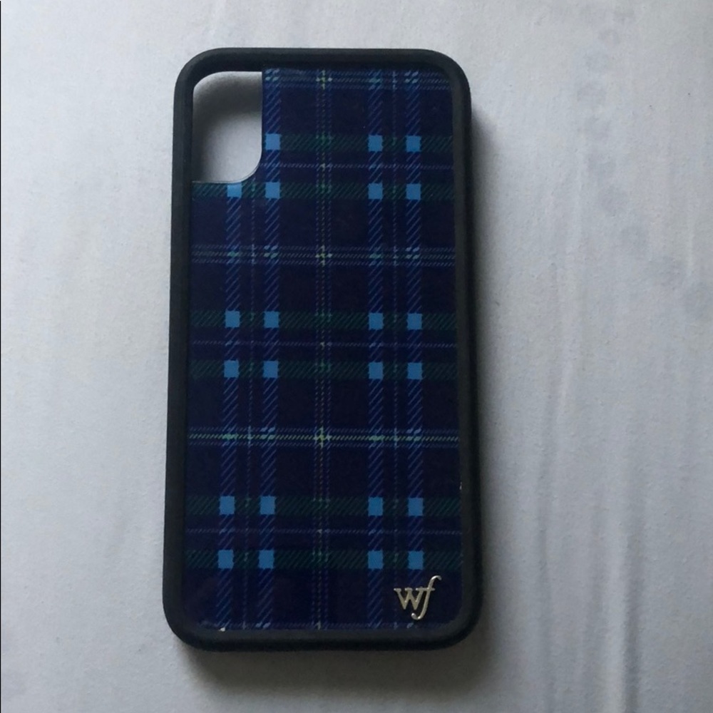 Blue plaid wildflower iPhone X/Xs case